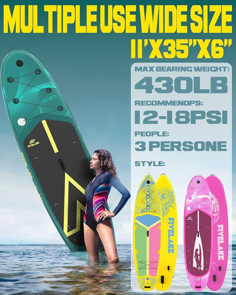 【新品】パドルボード・サップボード　11フィート　幅35インチ　青 Amazon | 空気注入式スタンドアップパドルボード グリーン 幅11